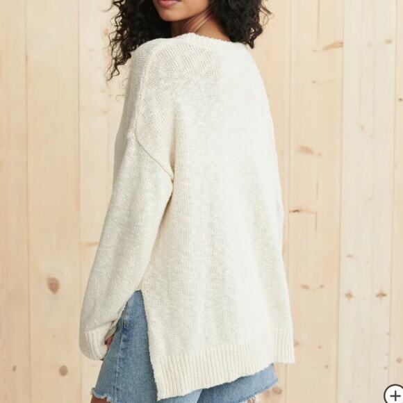 Jenni Kayne Cruise Boyfriend Sweater In Ivory Size Small Cotton Linen - Picture 9 of 13